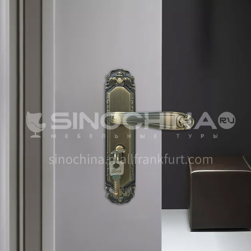 B Classical bronze wood door wood plastic door handle set key door lock 05